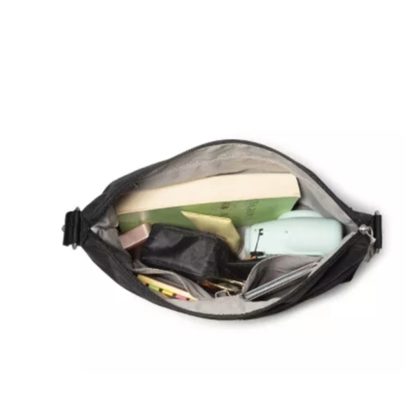 NWT Baggallini Black and Blue Floral Shoulder Bag - Picture 5 of 10